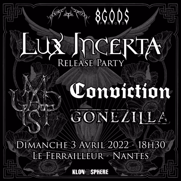 Affiche de l'événement Lux Incerta (Release Party) + Maudits + guests