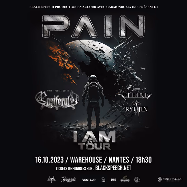 Affiche de l'événement Pain + Ensiferum + Eleine + Ryujin 