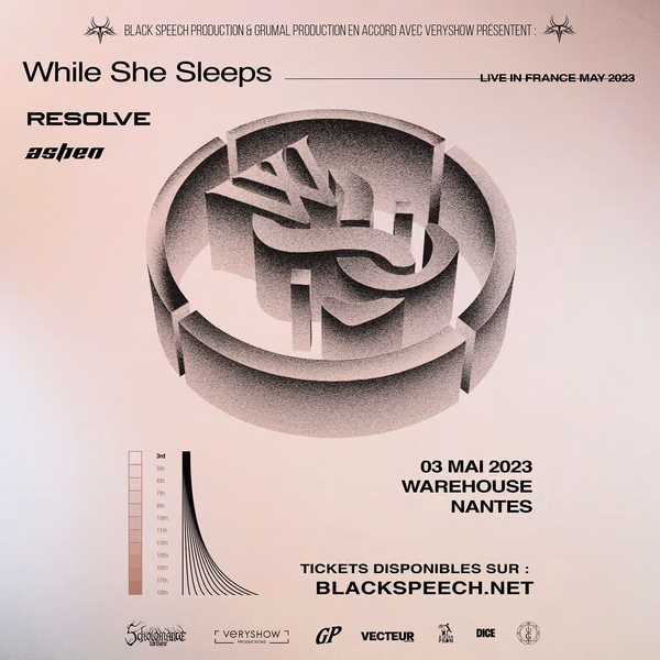 Affiche de l'événement While She Sleeps + Resolve + Ashen